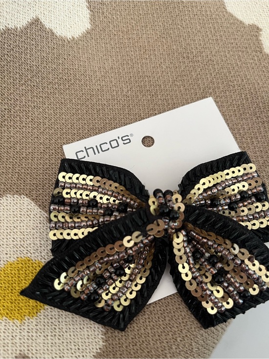 Chico's Jewelry - Chico's Black Bow Brooch w/ Sequins